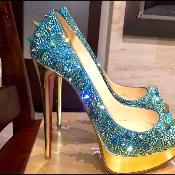 Christian Louboutin Very Mix 150mm Pot Pourri Aqua size 39. - Picture 10 of 12